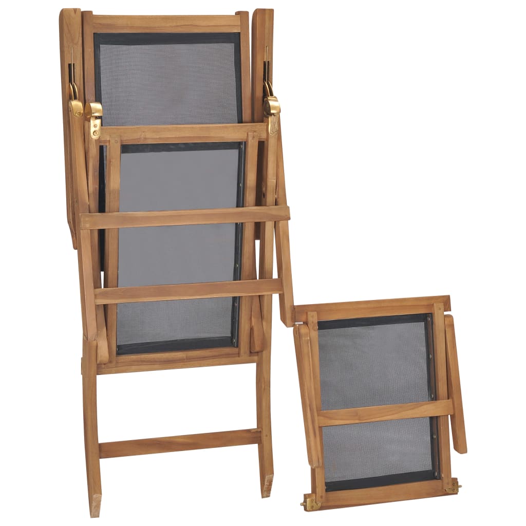 Deck Chair With Footrest Solid Teak Wood Black