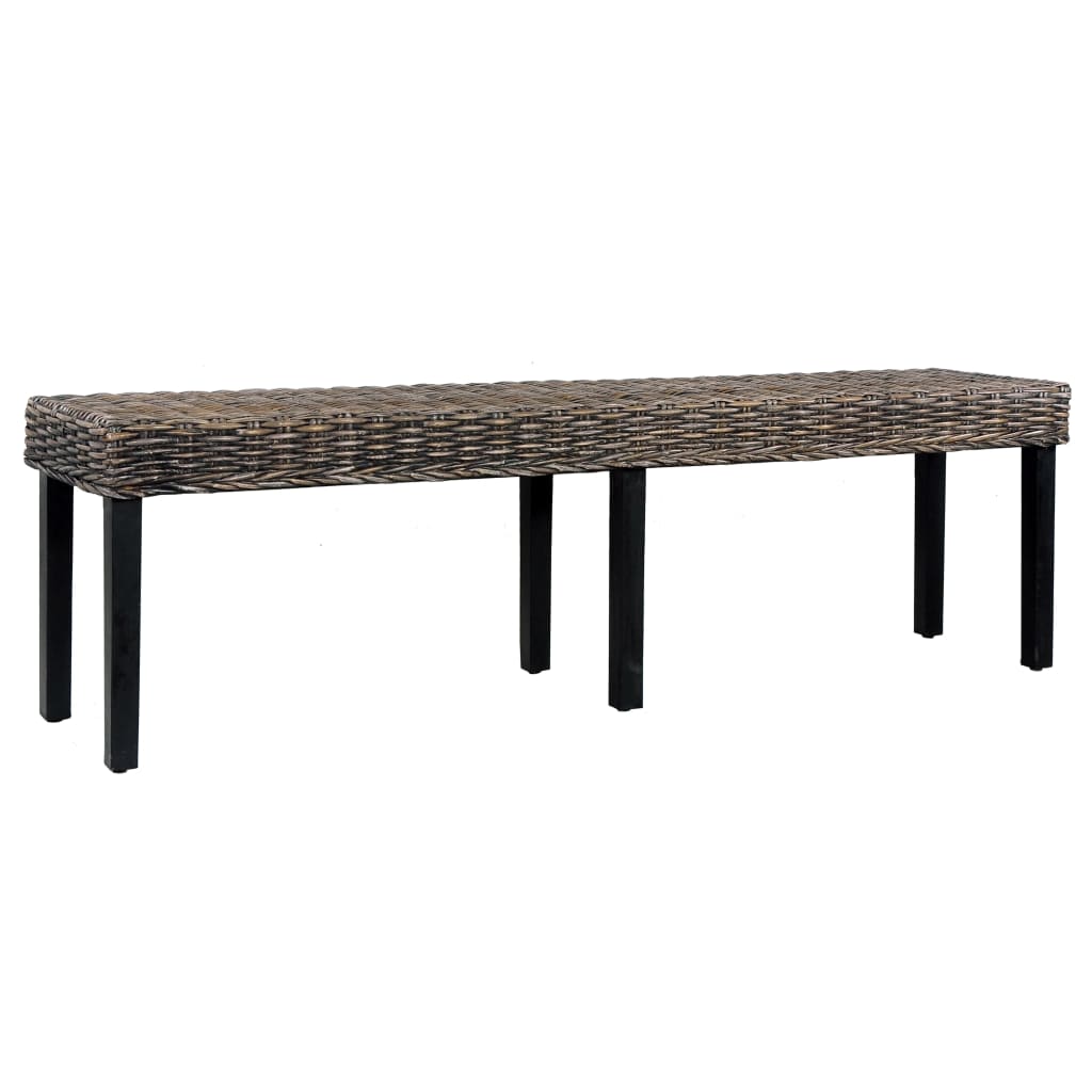 Bench 160 Cm Natural Kubu Rattan And Solid Mango Wood