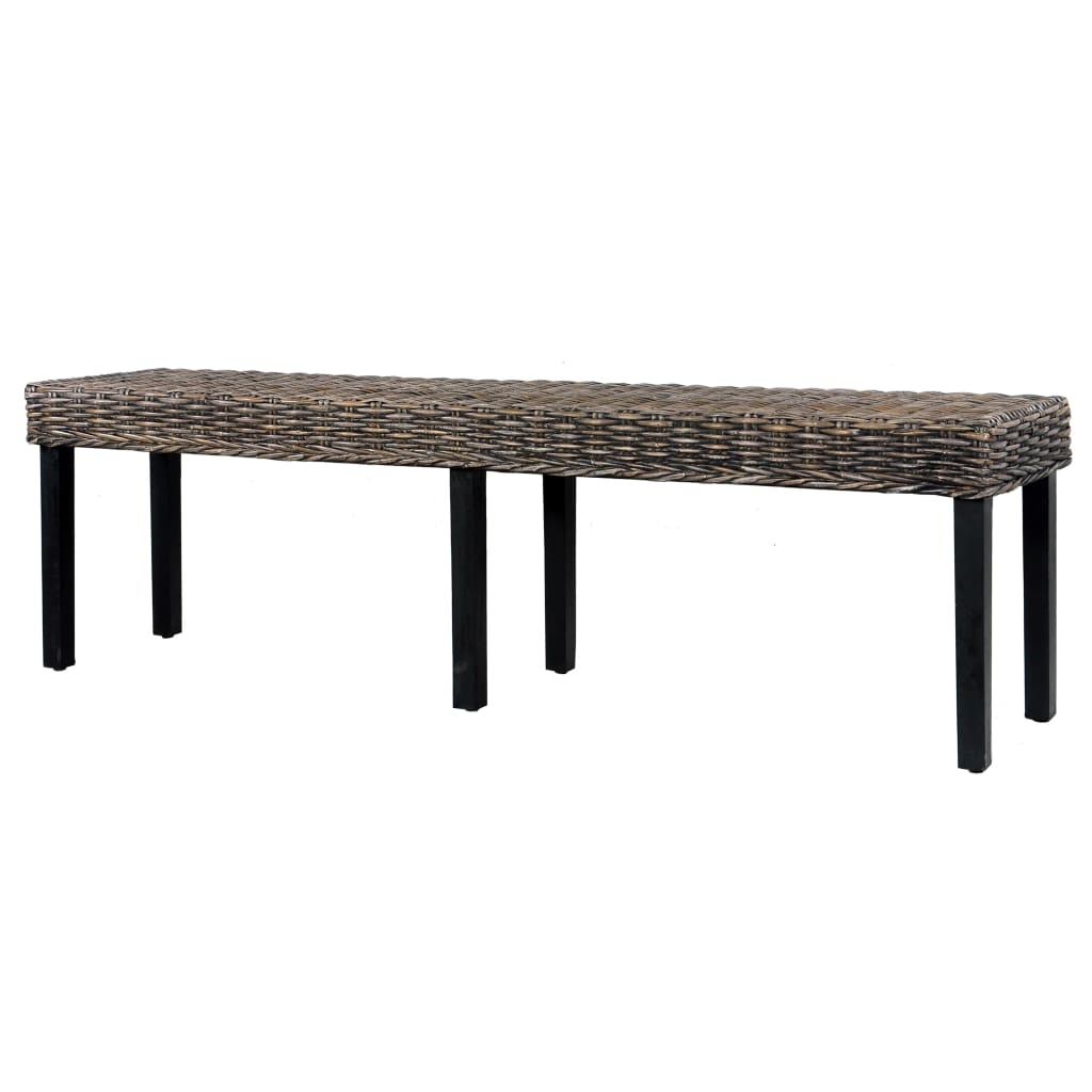 Bench 160 Cm Natural Kubu Rattan And Solid Mango Wood