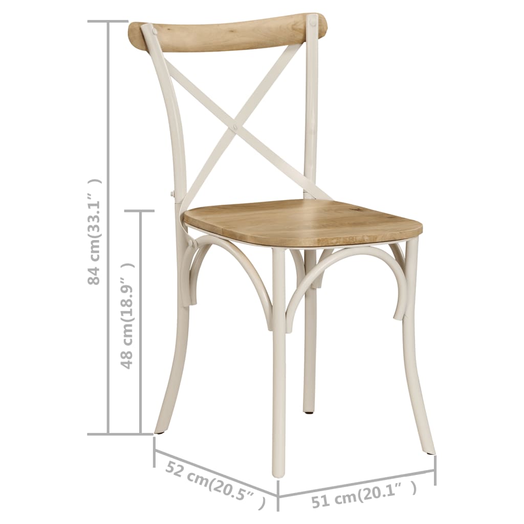Cross Chairs 4 Pcs White Solid Mango Wood