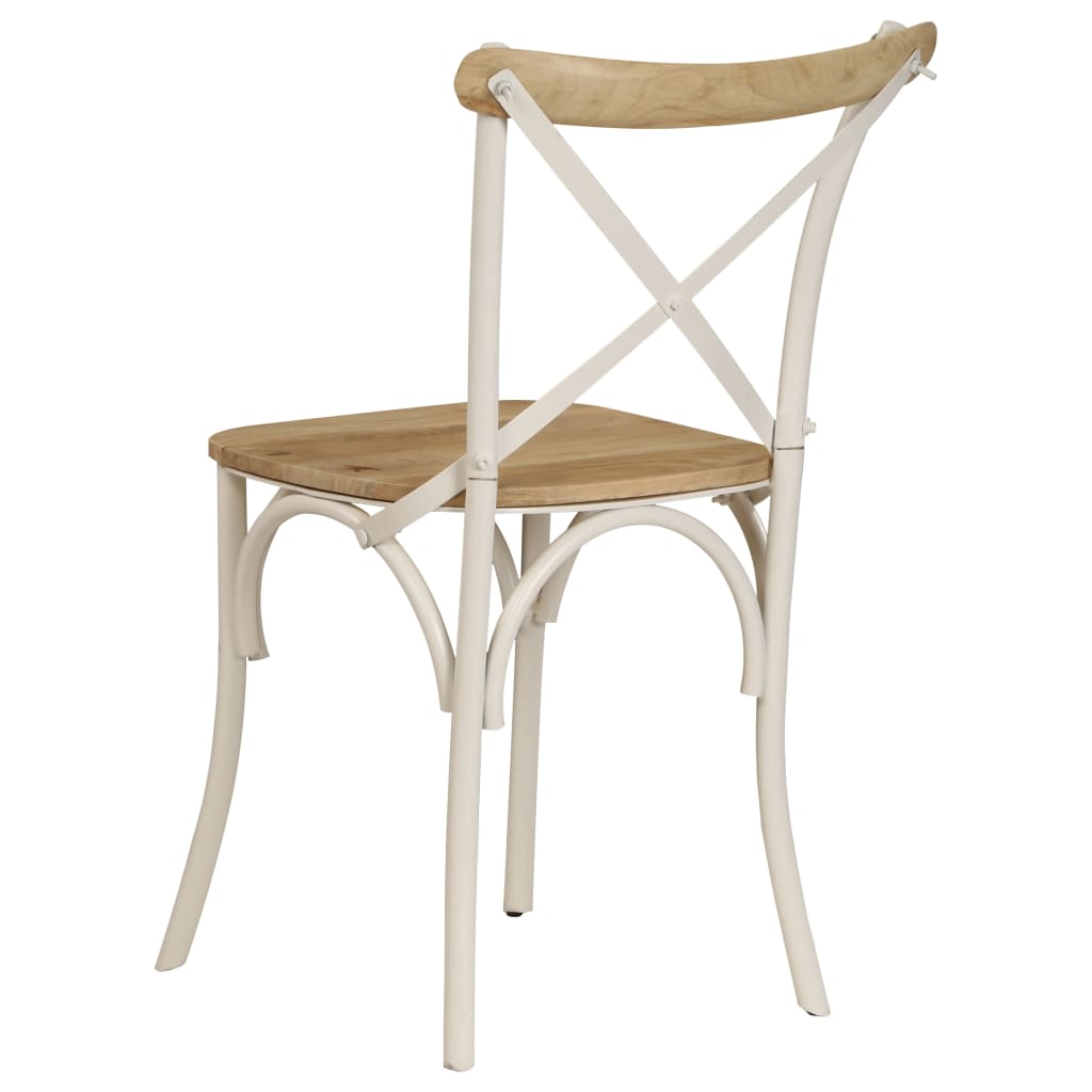 Cross Chairs 4 Pcs White Solid Mango Wood