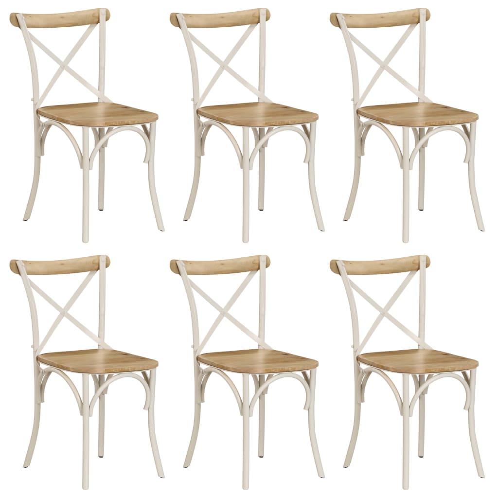Cross Chairs 4 Pcs White Solid Mango Wood