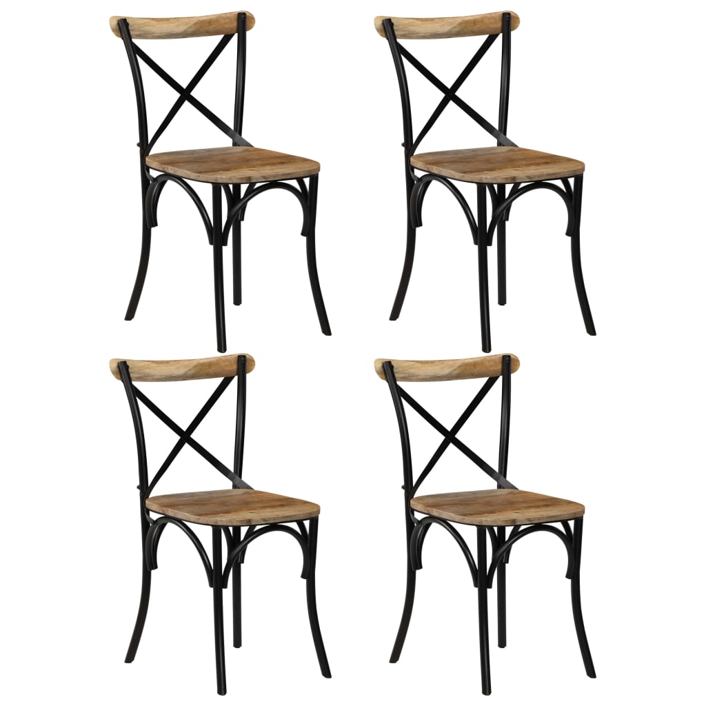 Cross Chairs 4 Pcs White Solid Mango Wood