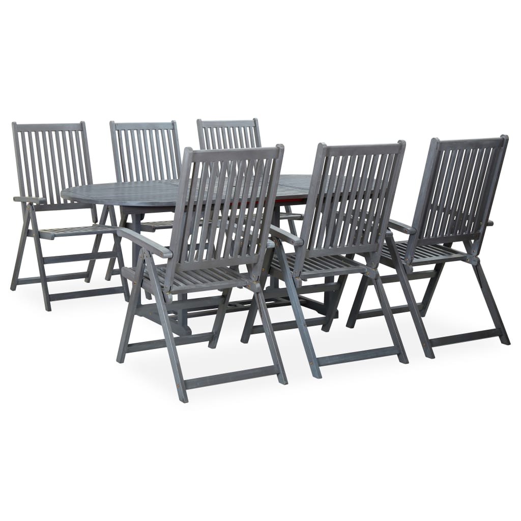 7 Piece Garden Dining Set Solid Wood Acacia