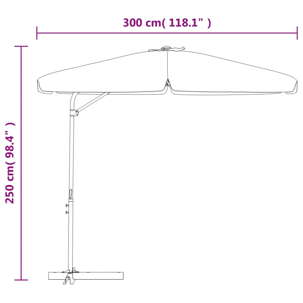 Garden Parasol With Steel Pole 300 Cm