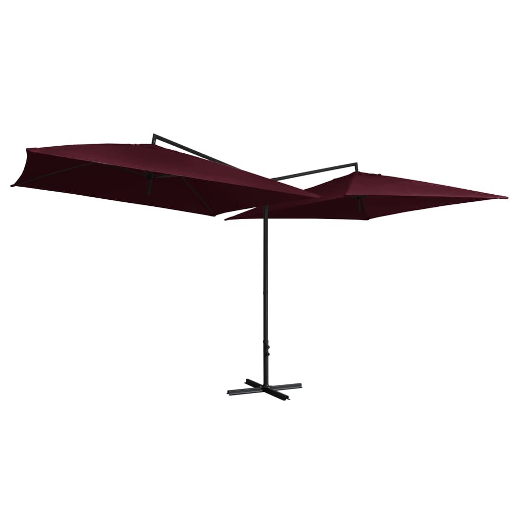 Double Parasol With Steel Pole 250X250 Cm Bordeaux