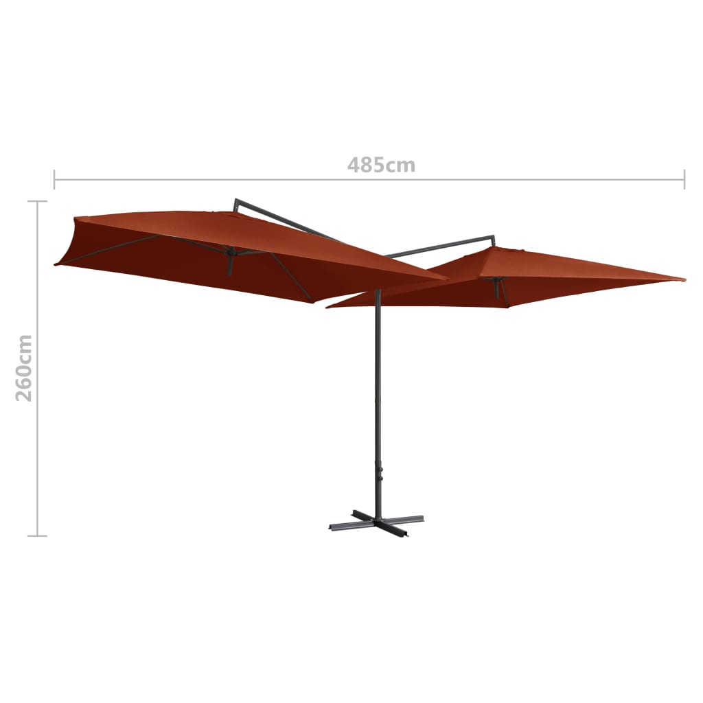 Double Parasol With Steel Pole 250X250 Cm Bordeaux