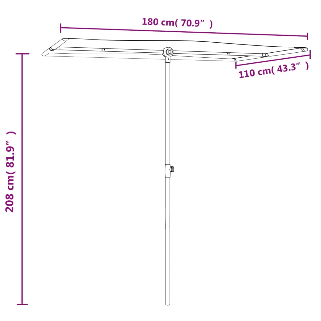 Garden Parasol With Aluminium Pole