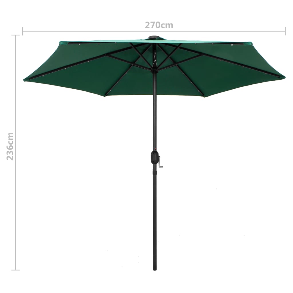 Garden Parasol With Led Lights And Aluminium Pole 270 Cm