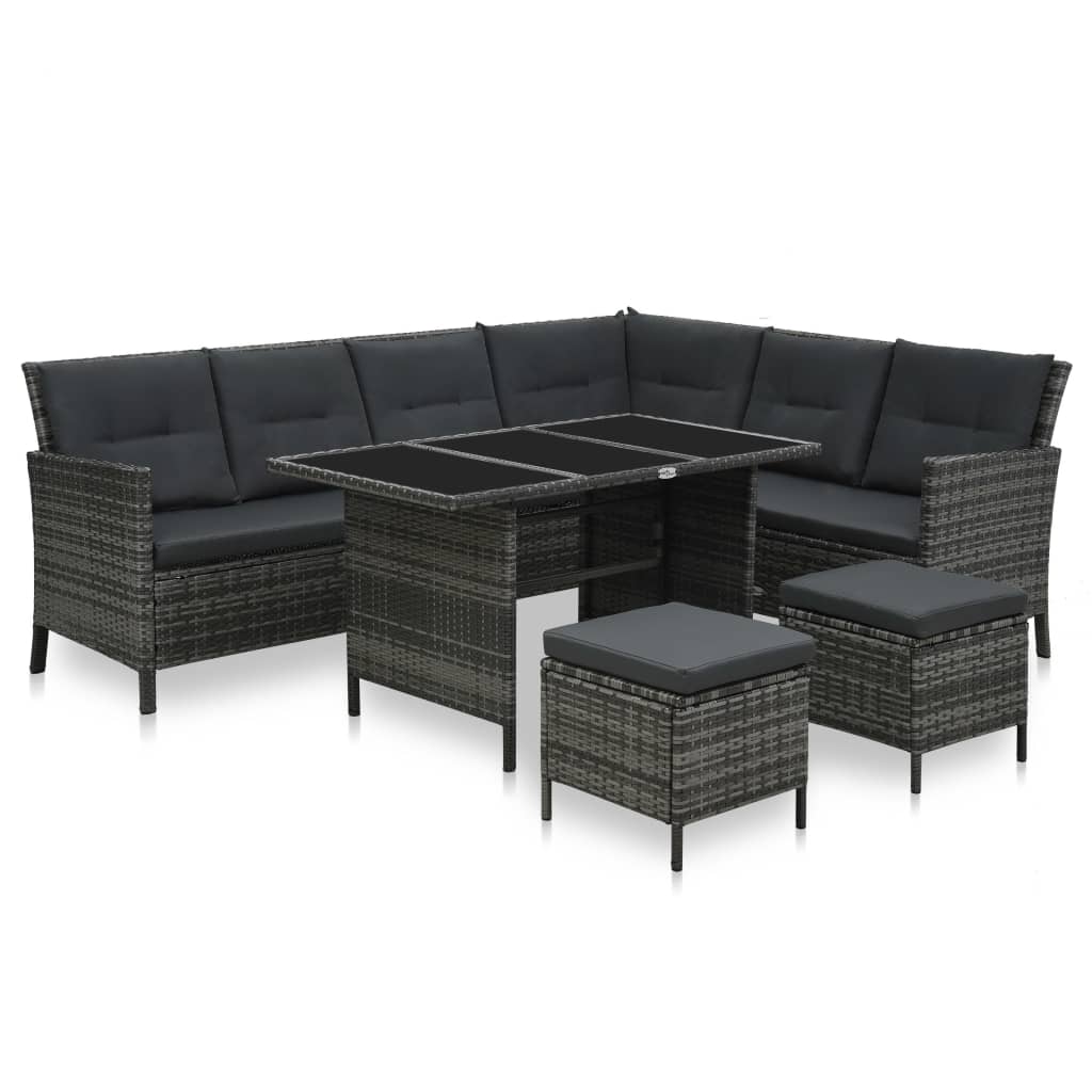 4 Piece Garden Lounge Set With Cushions Poly Rattan Grey