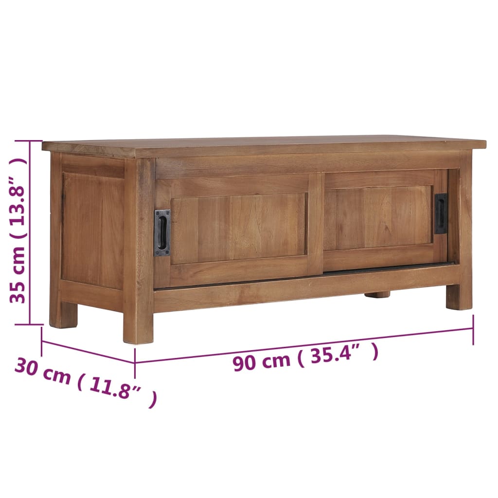 Tv Cabinet 90X30X35 Cm Solid Teak Wood