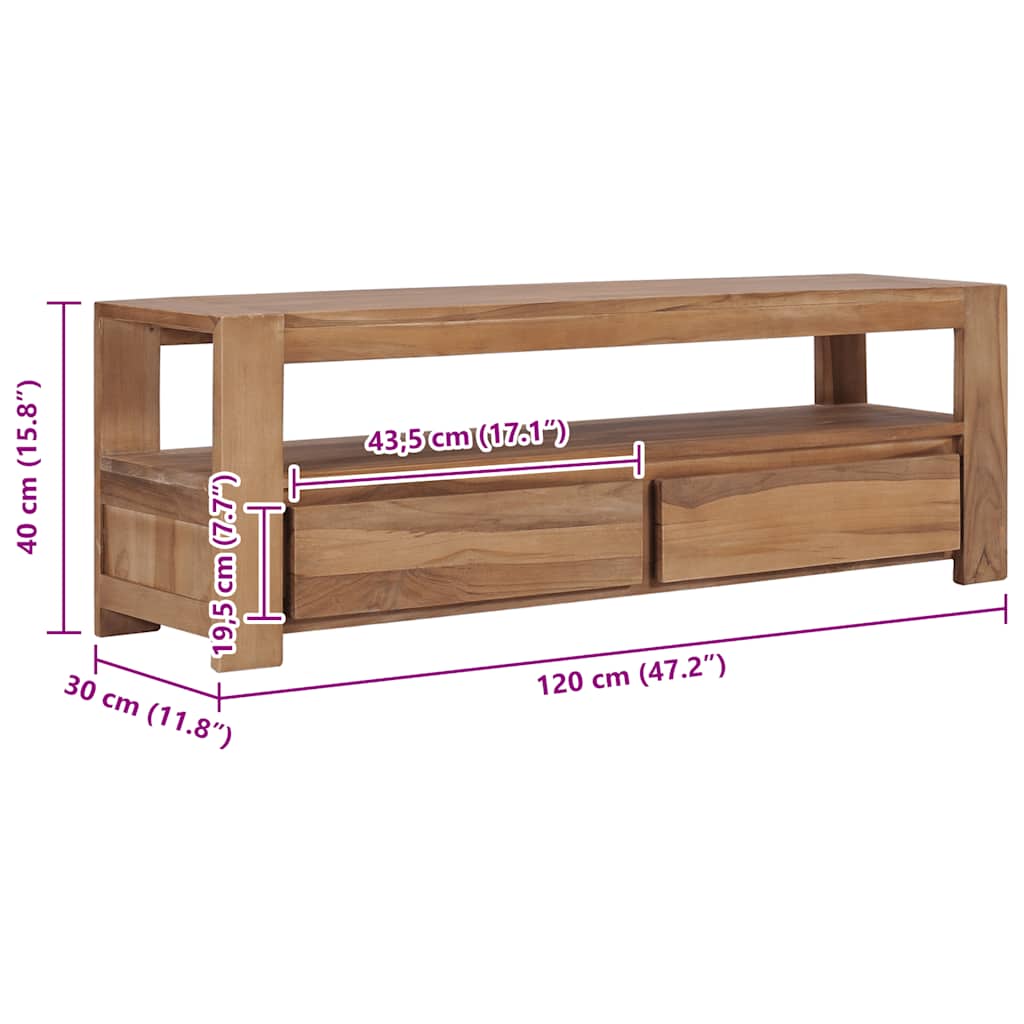 Tv Cabinet 120X30X40 Cm Solid Teak Wood