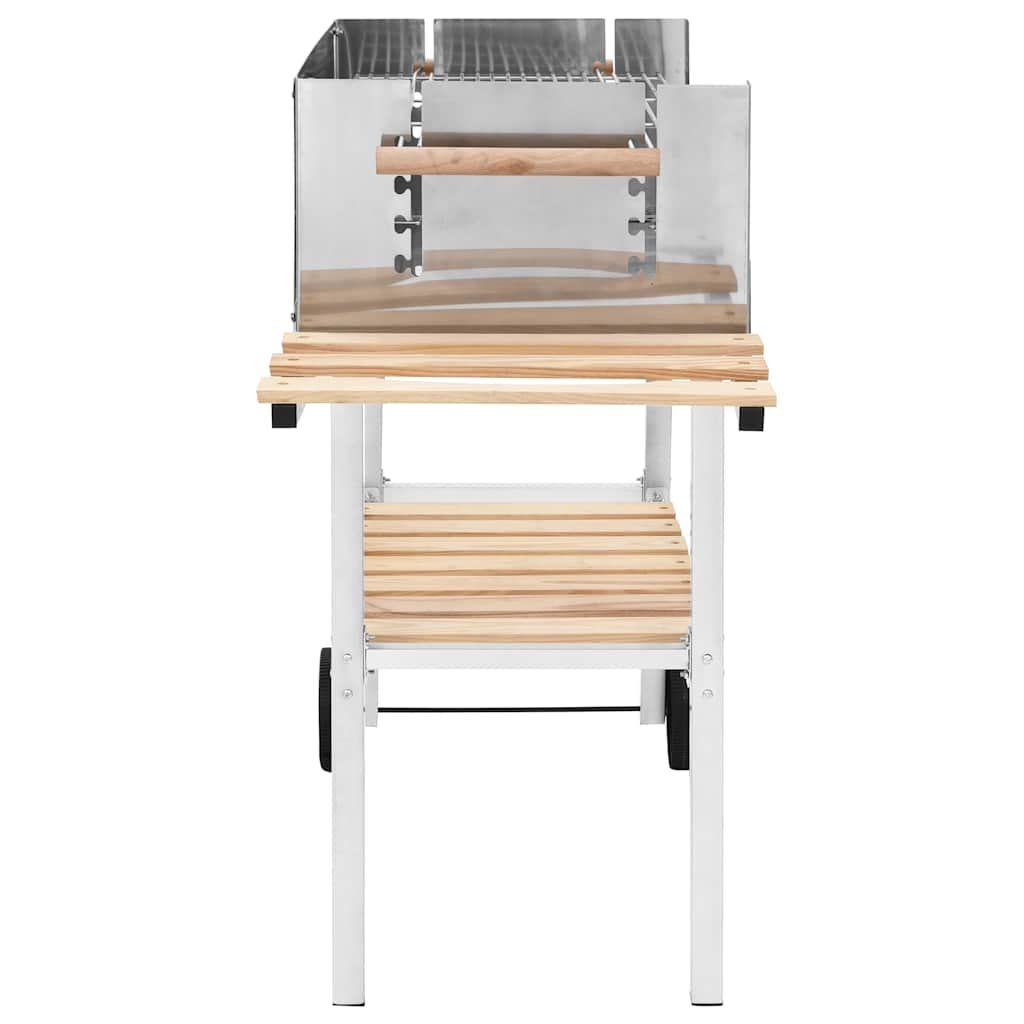 Xxl Trolley Charcoal Bbq Grill Stainless Steel With 2 Shelves