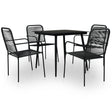 7 Piece Outdoor Dining Set Cotton Rope And Steel Black