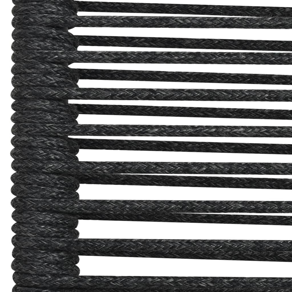 7 Piece Outdoor Dining Set Cotton Rope And Steel Black