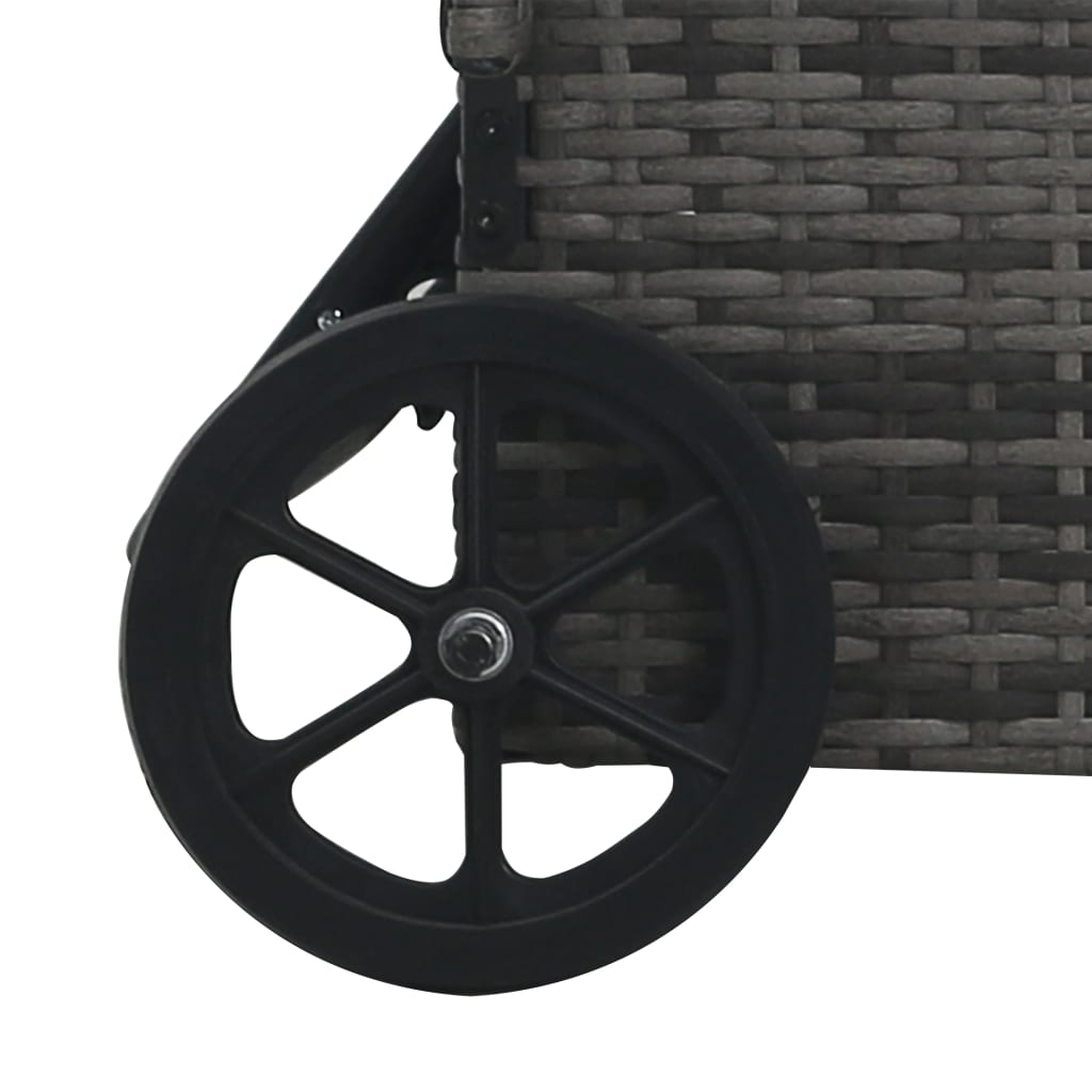 Sun Lounger With Wheels Poly Rattan Grey