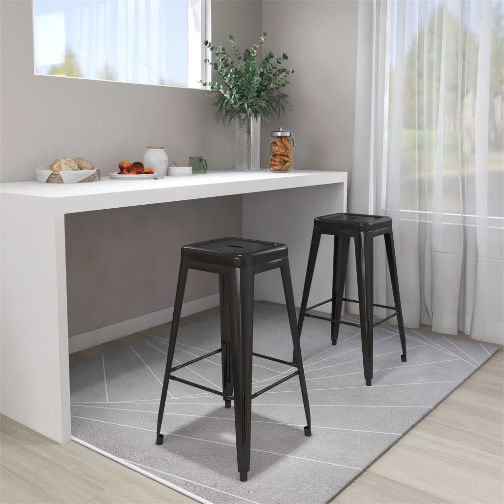 Bar Stools Stackable 2 Pcs Metal