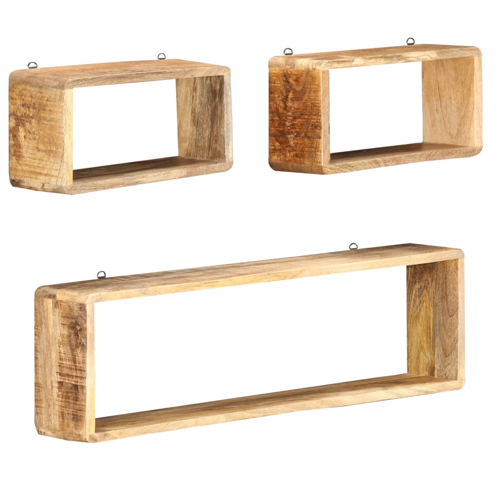 3 Piece Wall Cube Shelf Set Soild Reclaimed Wood