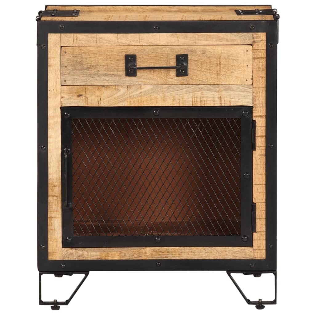 Bedside Cabinet 43X30X51 Cm Solid Rough Mango Wood