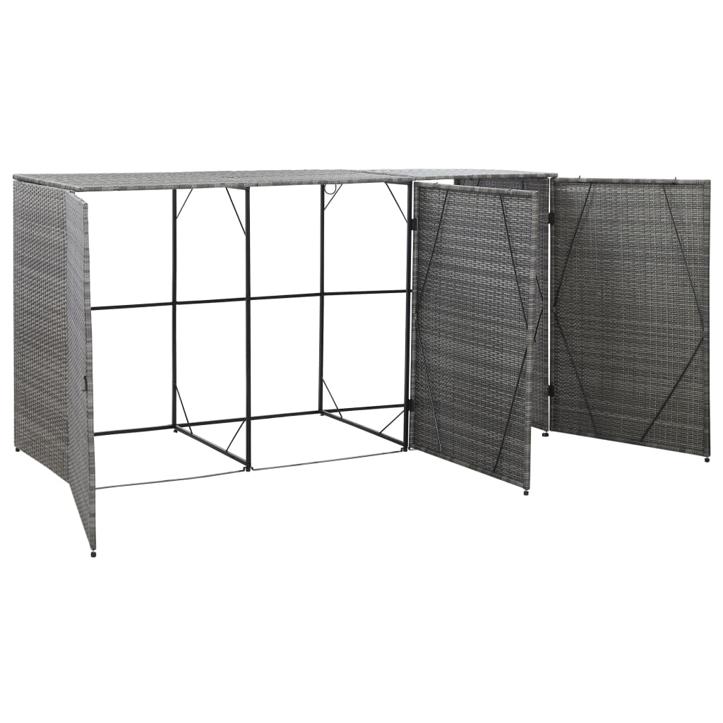 Triple Wheelie Bin Shed 229X78X120 Cm Poly Rattan
