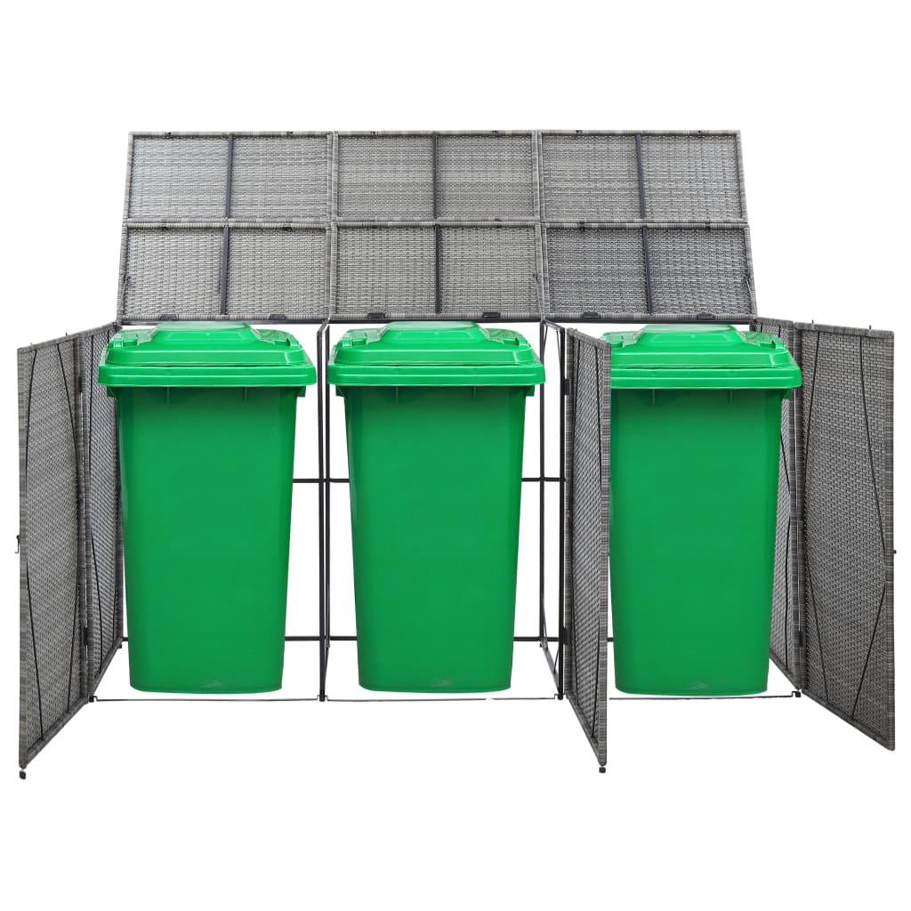 Triple Wheelie Bin Shed 229X78X120 Cm Poly Rattan