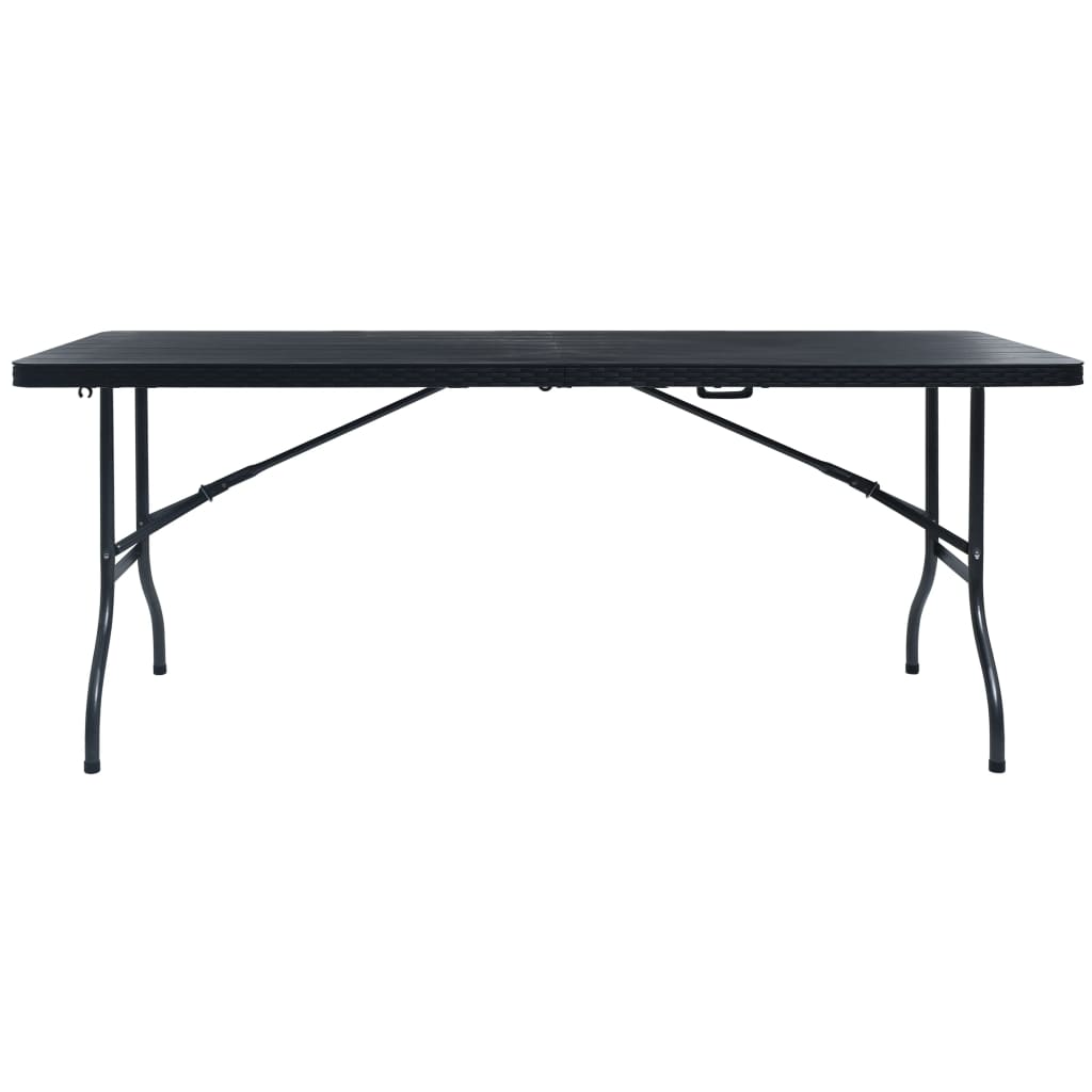 Folding Garden Table Black 180X75X72 Cm Hdpe Imitation Rattan