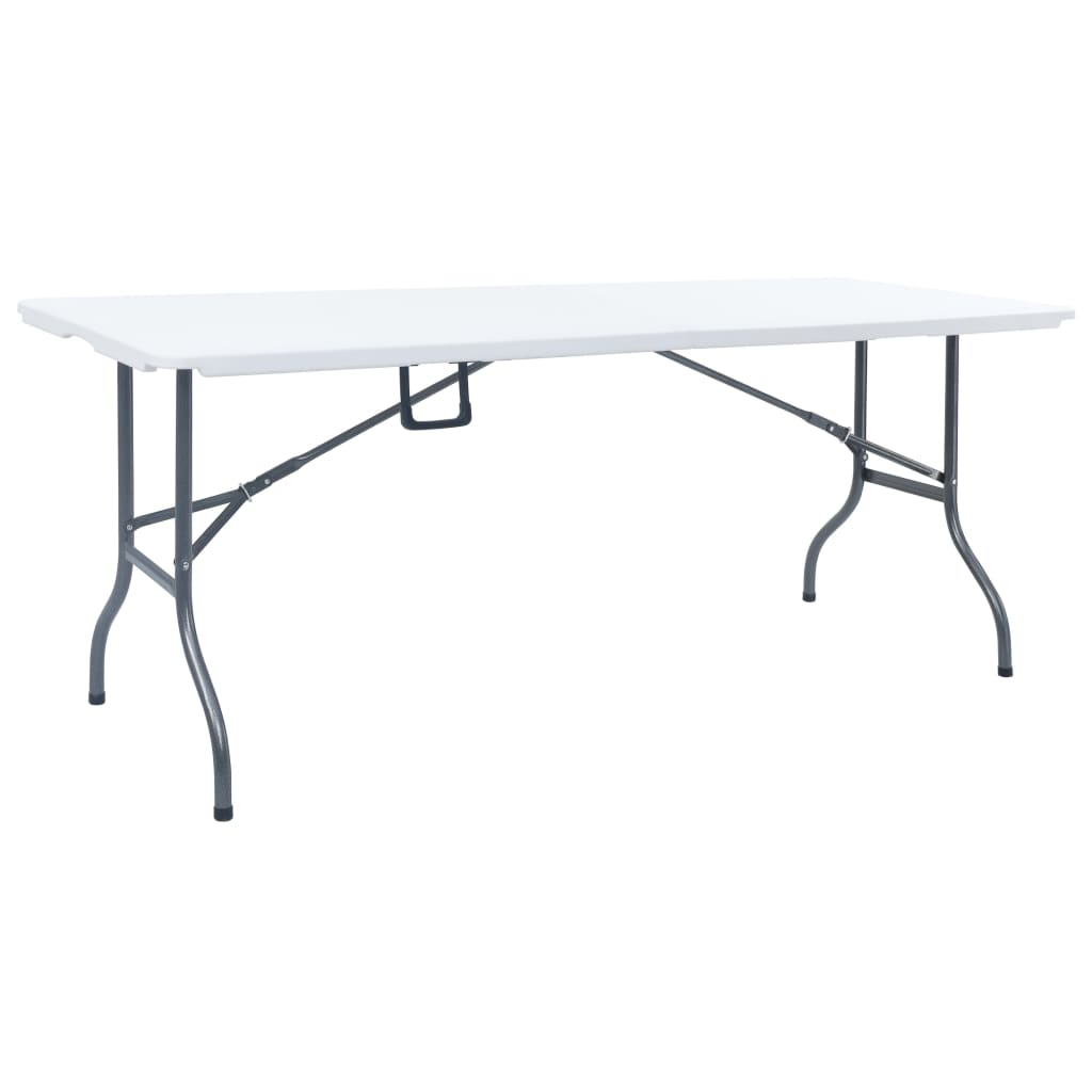 Folding Garden Table With 2 Benches 180 Cm Steel And Hdpe White