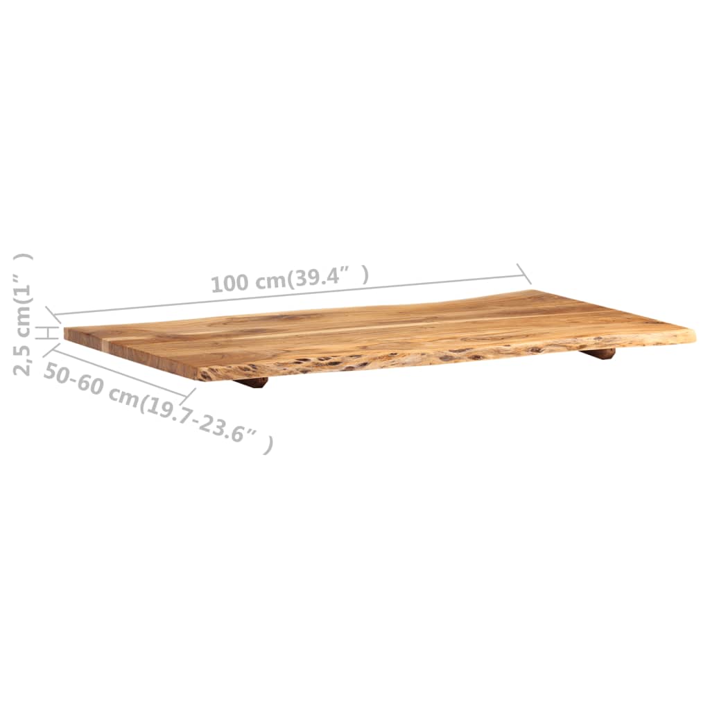 Table Top Solid Acacia Wood 100X(50-60)X2.5 Cm