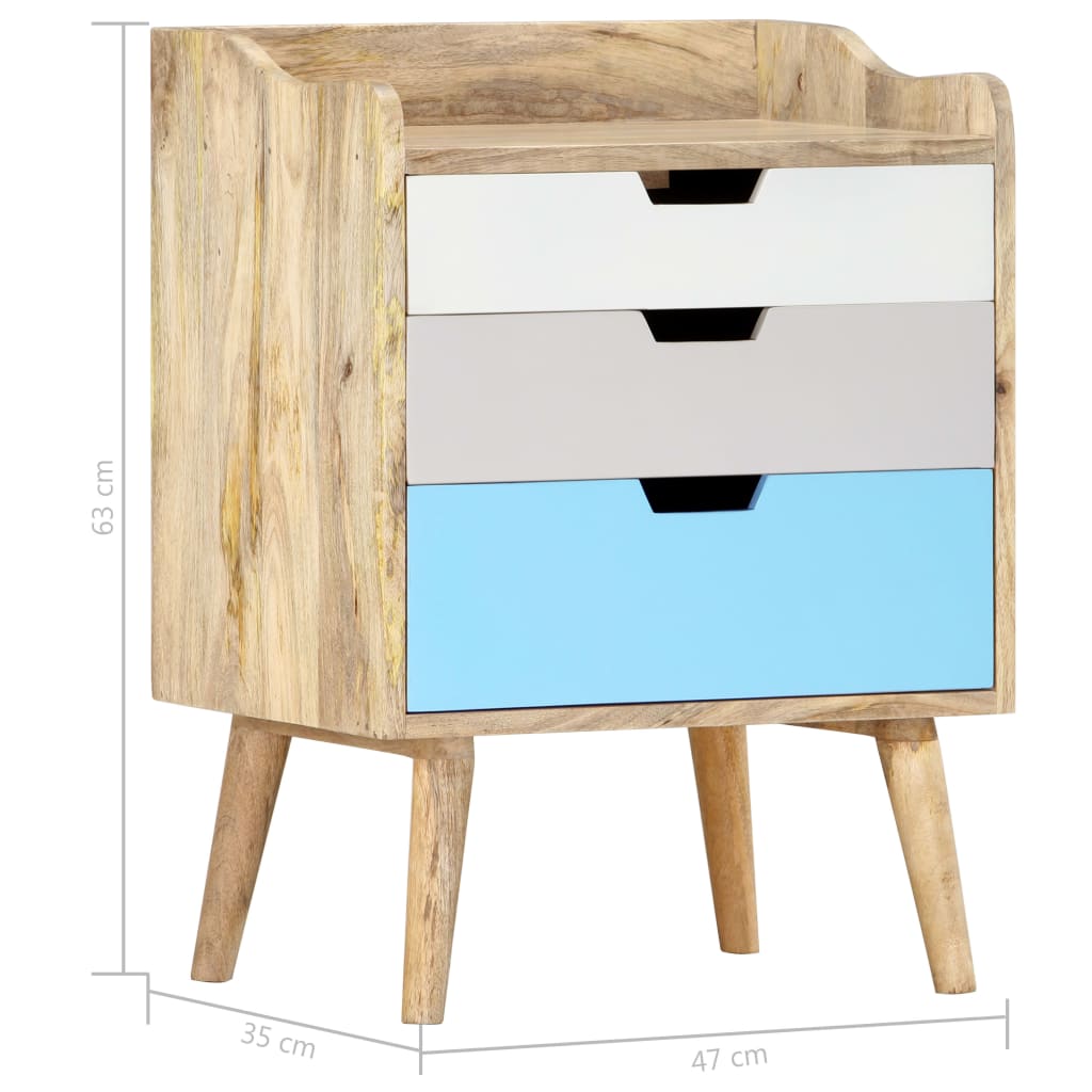 Bedside Cabinet 47X35X63 Cm Solid Mango Wood