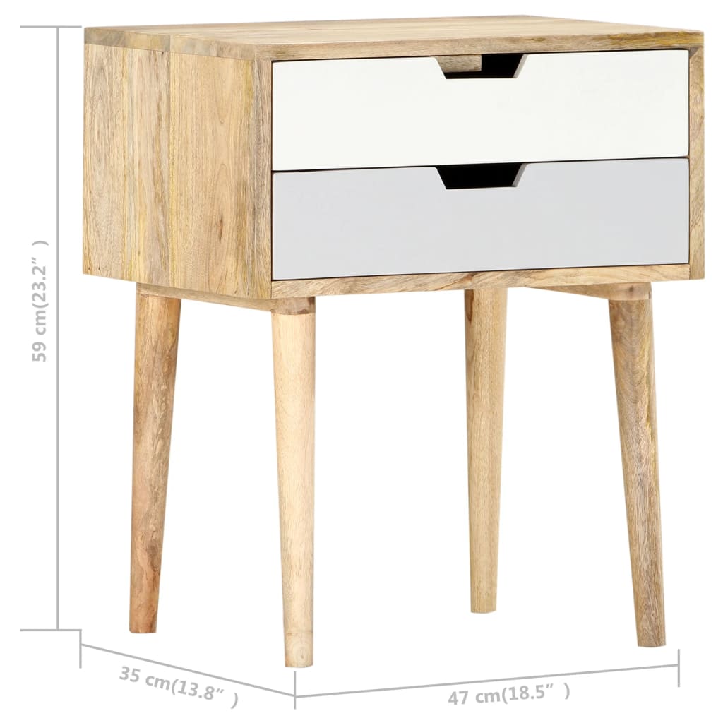 Bedside Cabinet 47X35X59 Cm Solid Mango Wood
