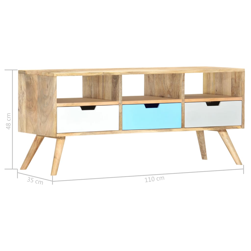 Tv Cabinet 110X35X48 Cm Solid Mango Wood