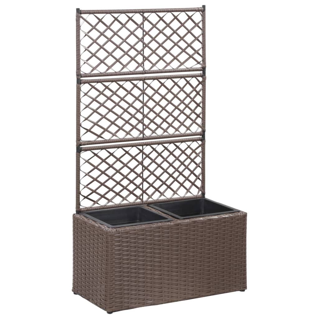 Trellis Raised Bed With 3 Pots Poly Rattan