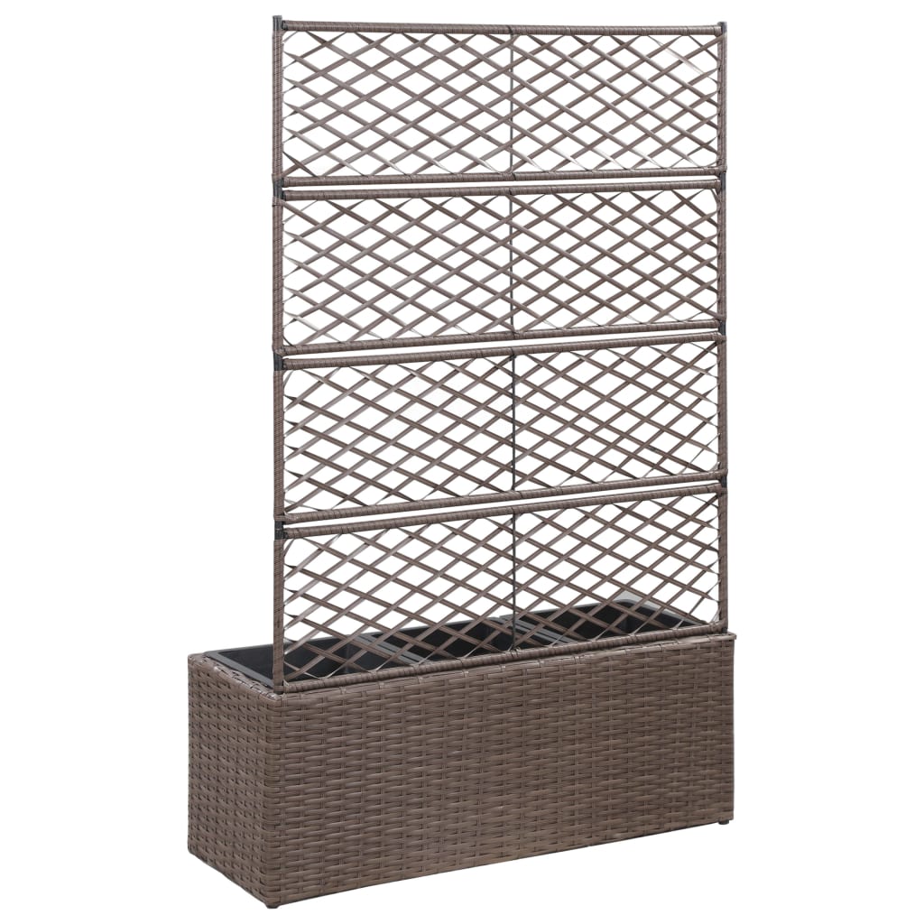 Trellis Raised Bed With 3 Pots Poly Rattan