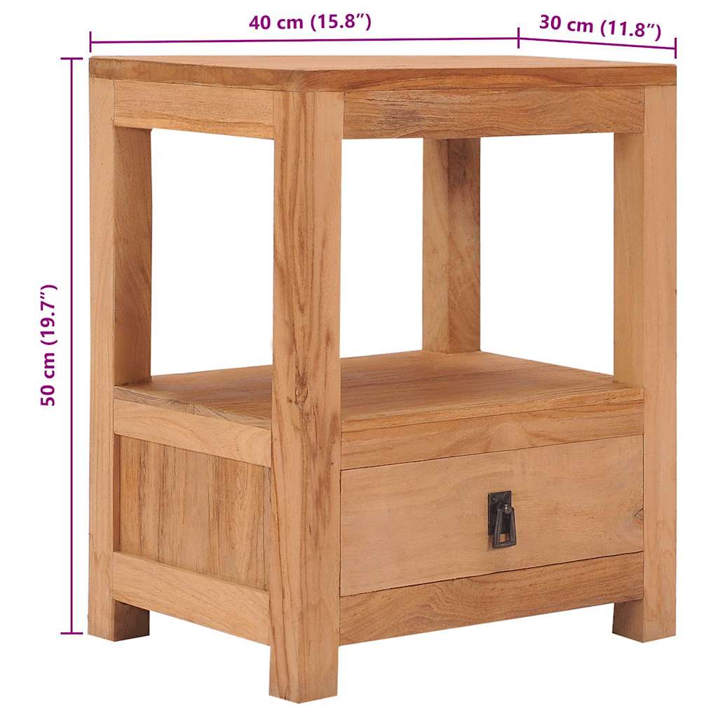 Bedside Cabinet 40X30X50 Cm Solid Teak Wood