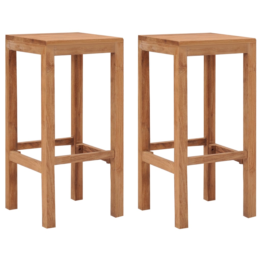 Bar Stools 2 Pcs Solid Teak Wood