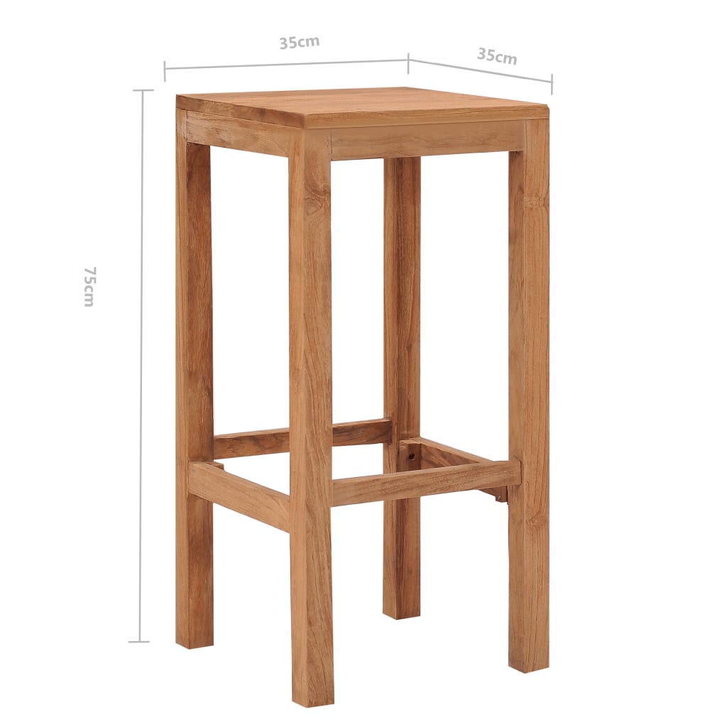Bar Stools 2 Pcs Solid Teak Wood
