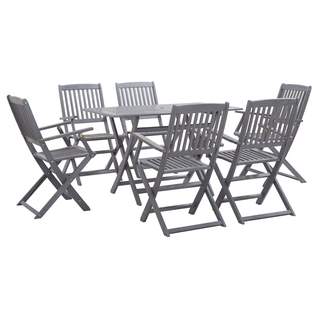 5 Piece Garden Dining Set Solid Acacia Wood Grey