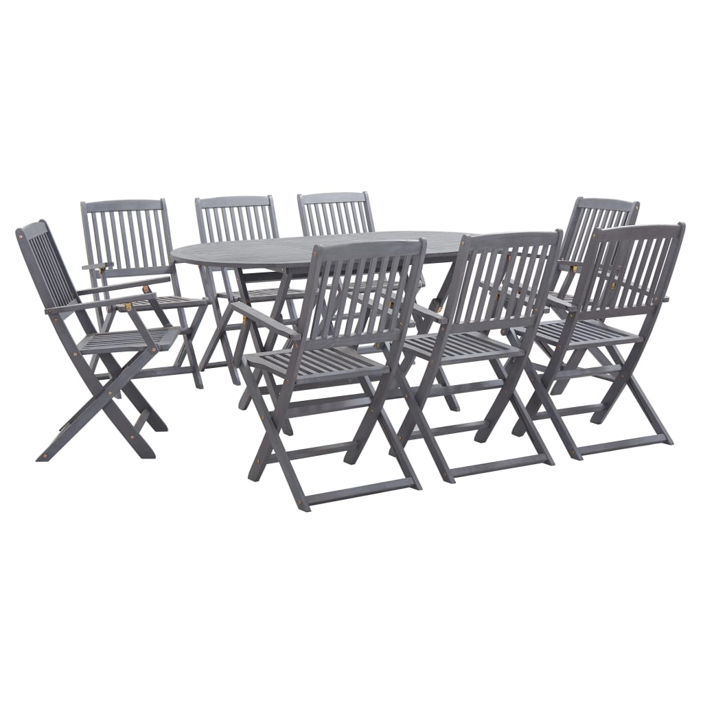 7 Piece Garden Dining Set Solid Acacia Wood Grey