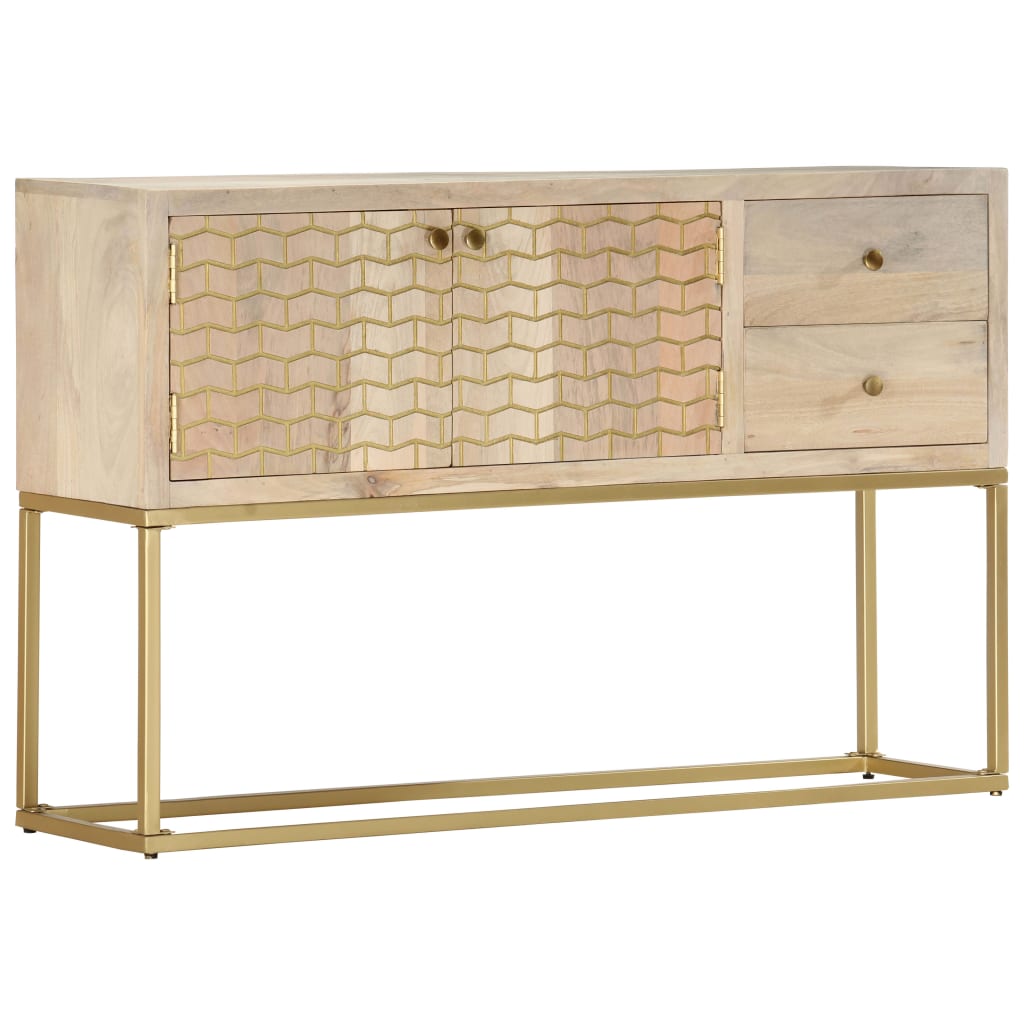Sideboard Gold 120X30X75 Cm Solid Mango Wood