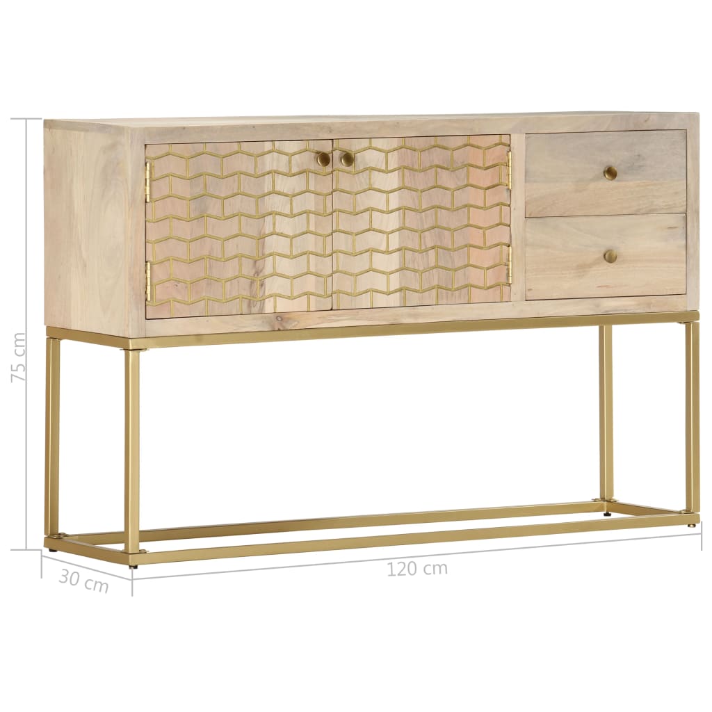 Sideboard Gold 120X30X75 Cm Solid Mango Wood