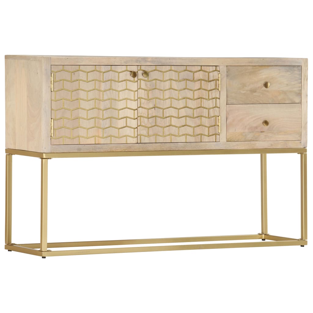 Sideboard Gold 120X30X75 Cm Solid Mango Wood
