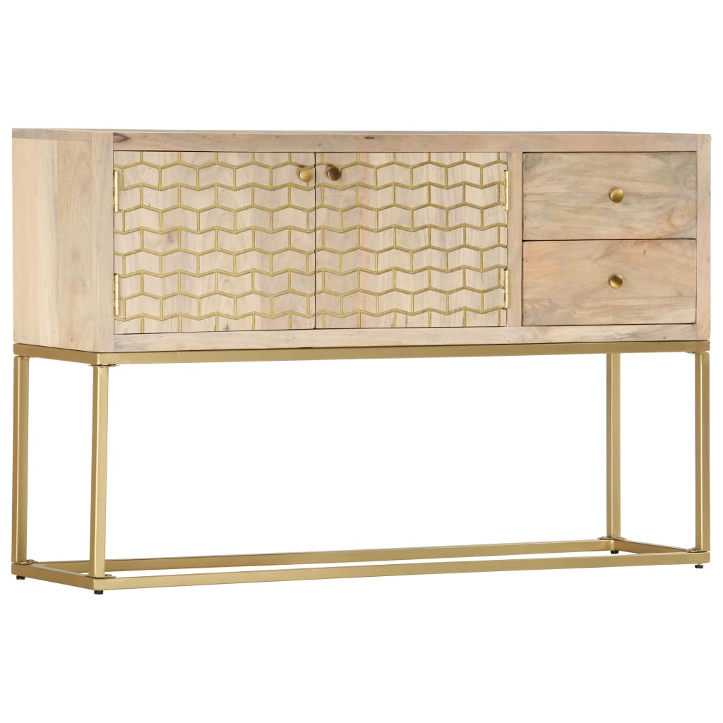 Sideboard Gold 120X30X75 Cm Solid Mango Wood