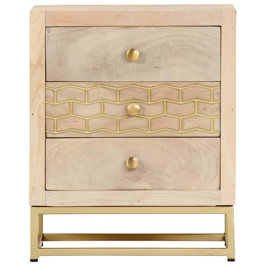 Bedside Cabinet Gold 40X30X50 Cm Solid Mango Wood