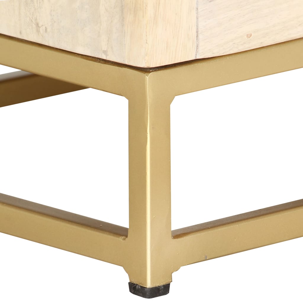 Bedside Cabinet Gold 40X30X50 Cm Solid Mango Wood