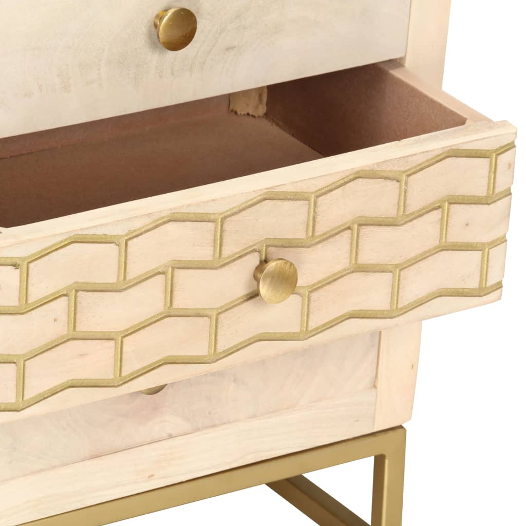 Bedside Cabinet Gold 40X30X50 Cm Solid Mango Wood