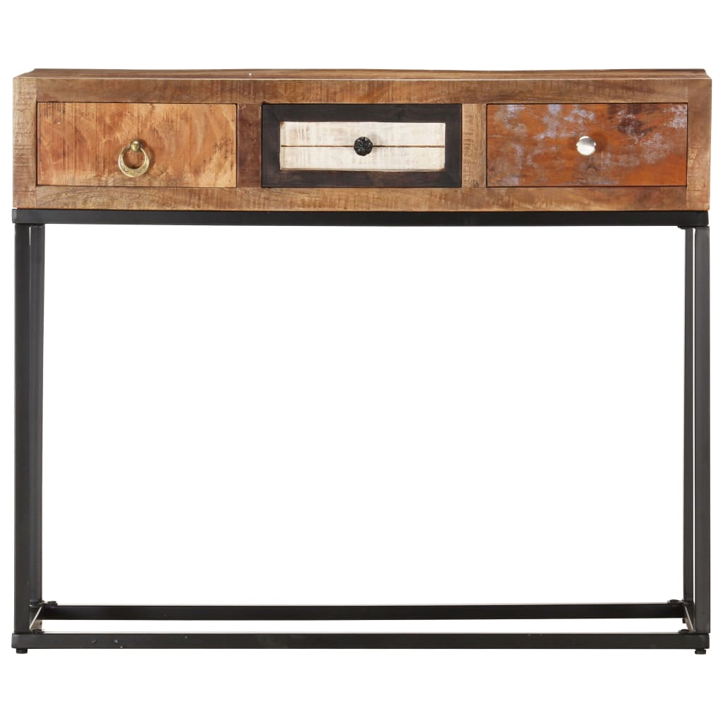 Console Table Gold 90X30X75 Cm Solid Reclaimed Wood