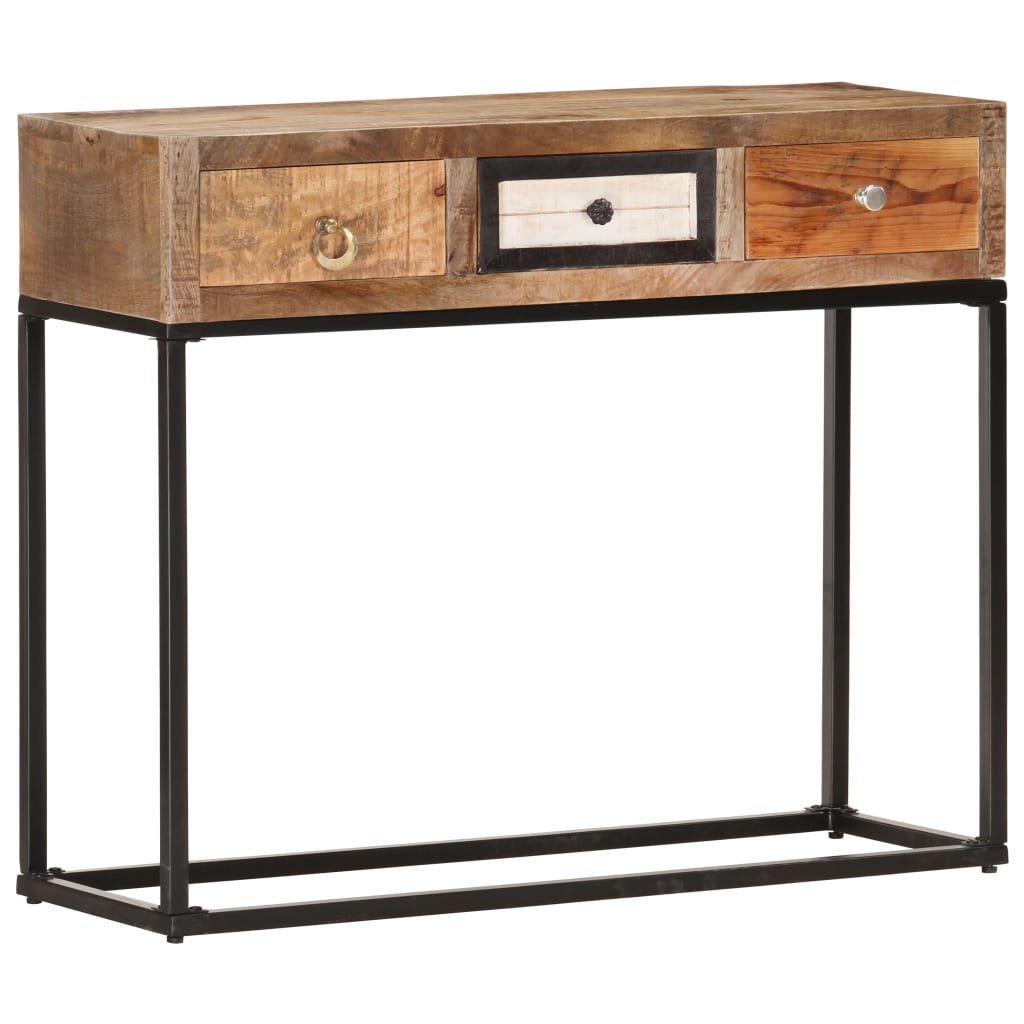 Console Table Gold 90X30X75 Cm Solid Reclaimed Wood
