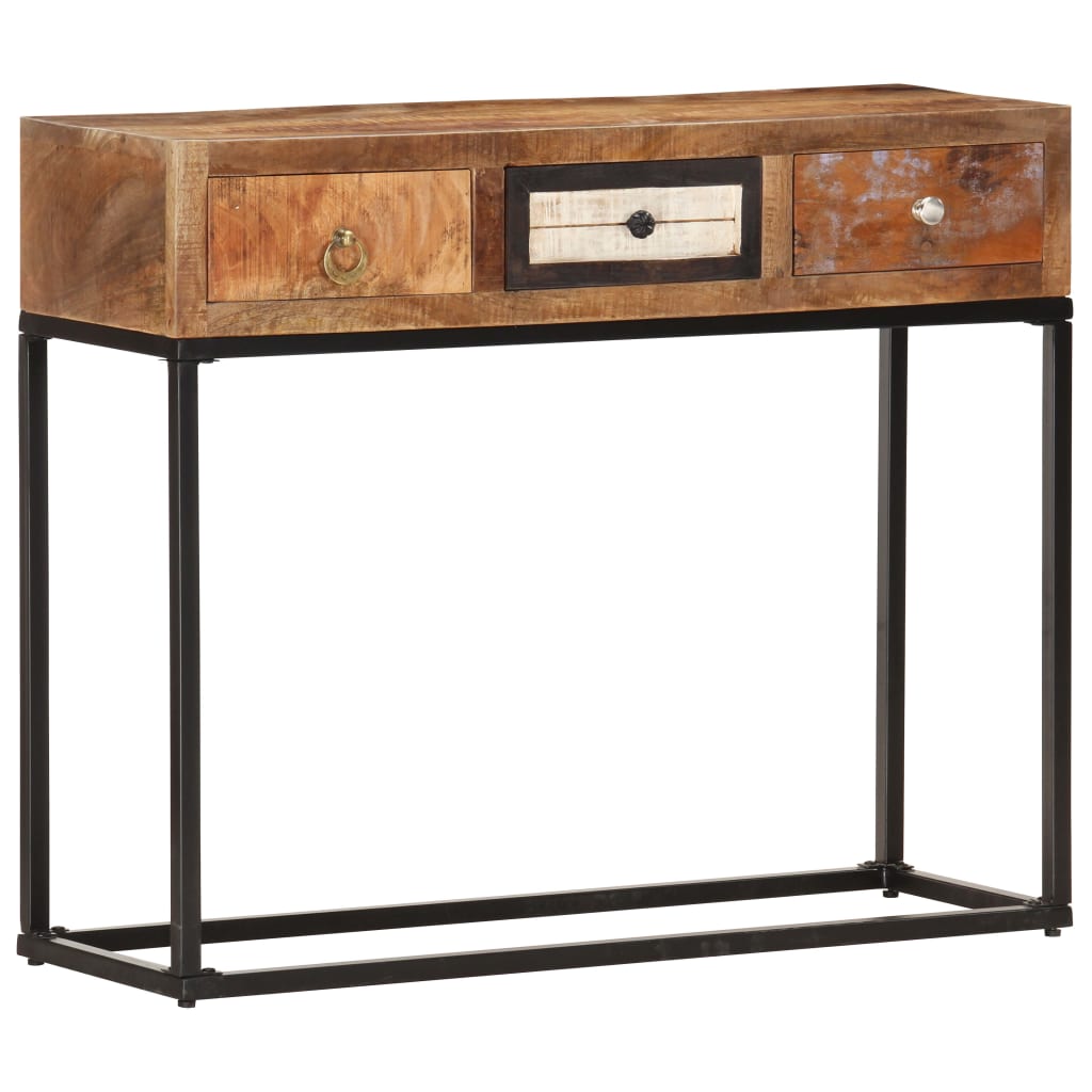 Console Table Gold 90X30X75 Cm Solid Reclaimed Wood