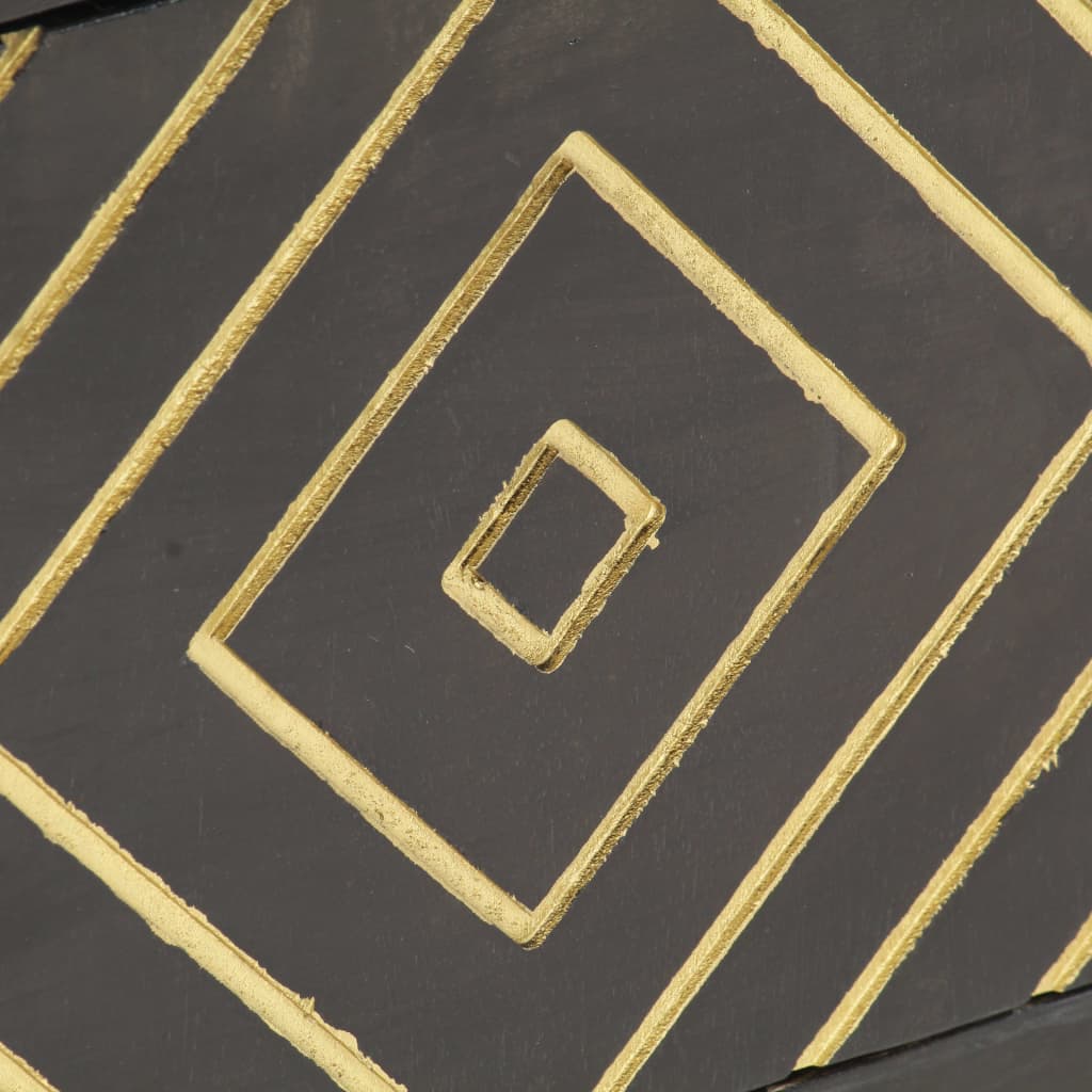 Tv Cabinet Black And Gold 120X30X40 Cm Solid Mango Wood