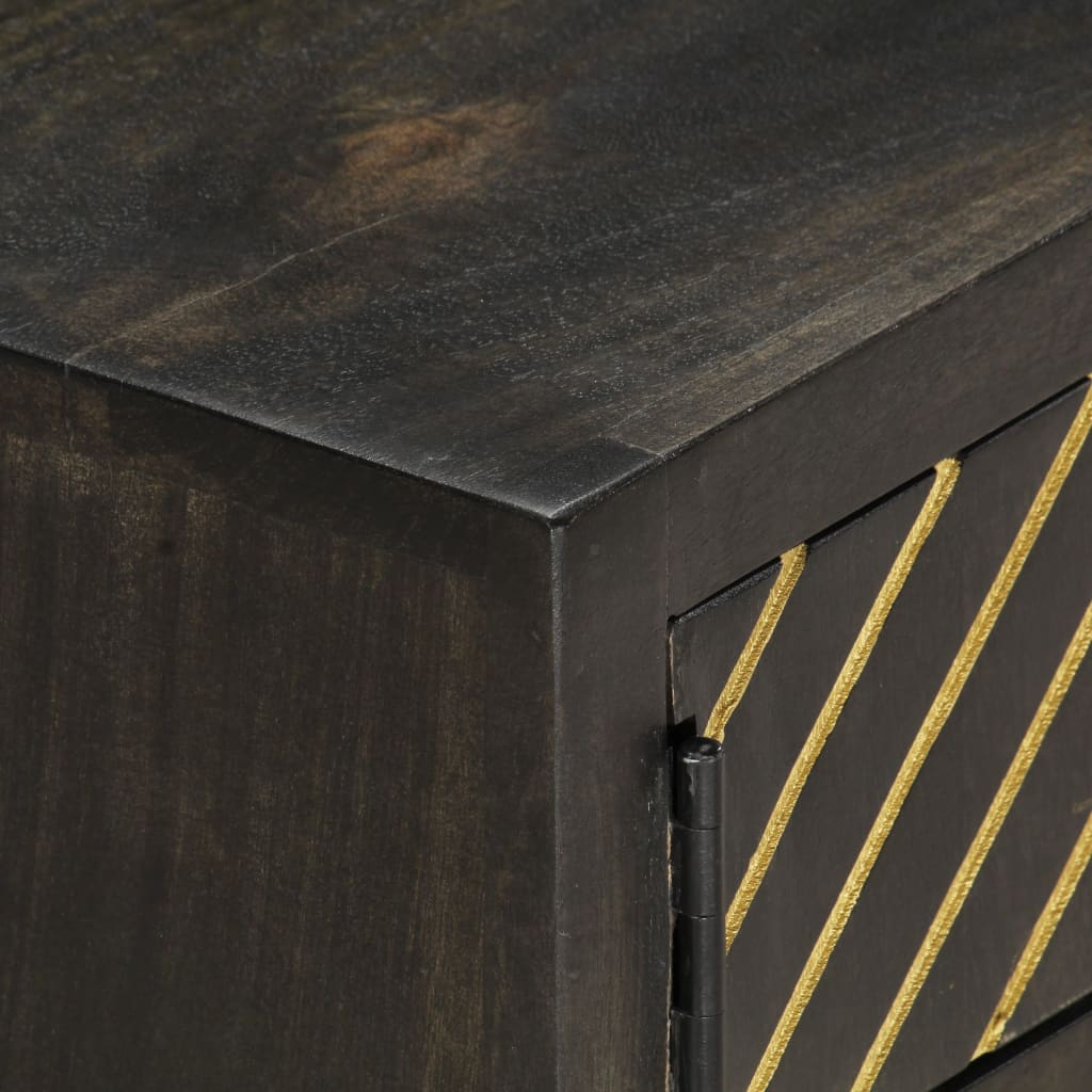 Coffee Table Black And Gold 90X50X35 Cm Solid Mango Wood
